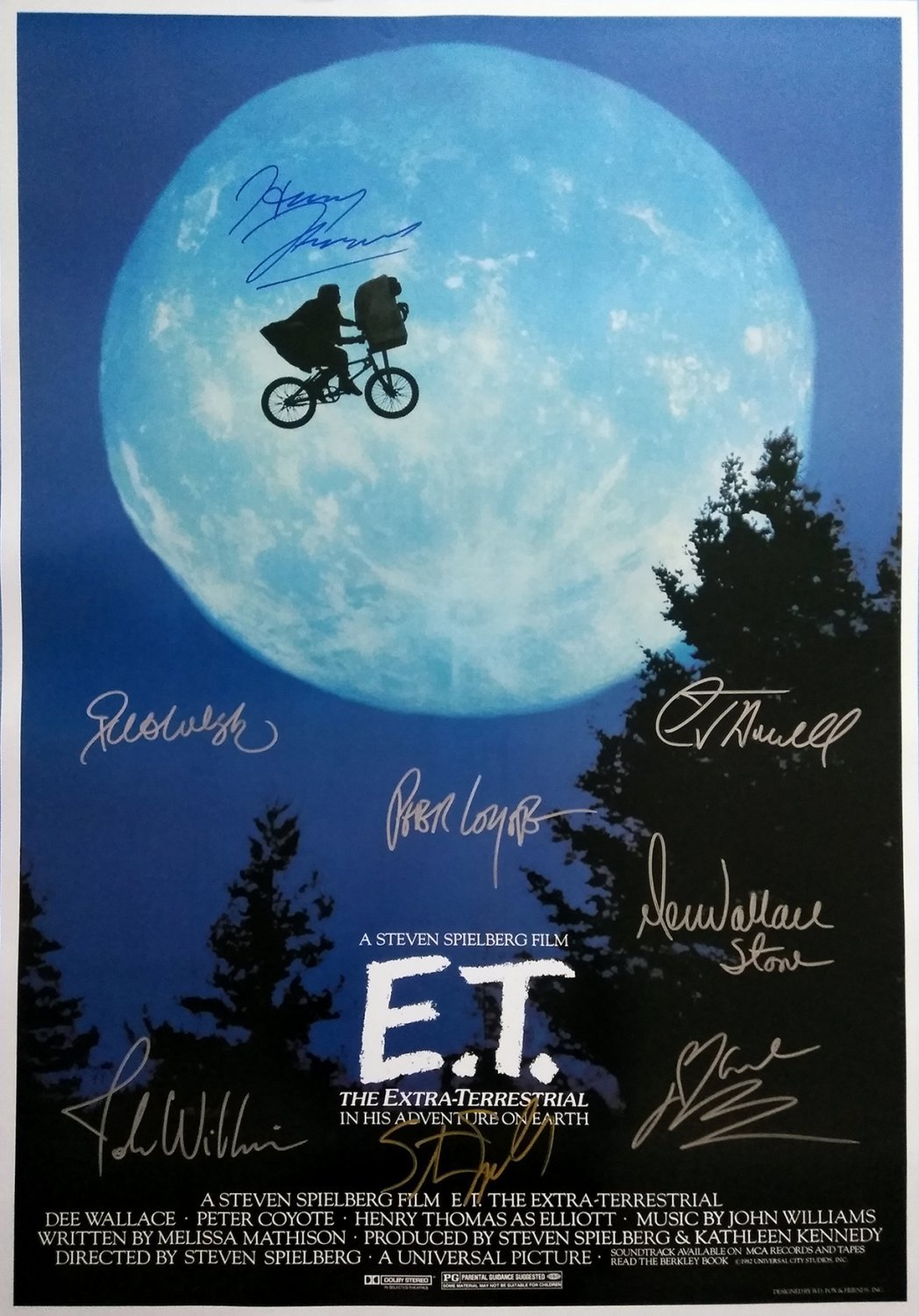 signed E.T. Movie Poster by 8 members of the Cast