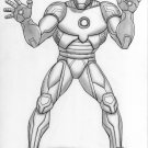 IRON MAN ORIGINAL SUPERHERO ART DRAWING - SEAN PATTY - AVENGERS JACK KIRBY MCU MARVEL