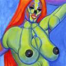WOMAN ANIMAL 3 ORIGINAL ART PAINTING - SEAN PATTY - NUDE SURREALISM EROTIC