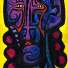 EVE 1 ORIGINAL ART PAINTING - SEAN PATTY - BLUE YELLOW ACRYLIC WOMAN