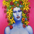FLOWER GIRL 2 (30"x40") ORIGINAL CONTEMPORARY ART PAINTING - SEAN PATTY - SURREALISM WOMAN ACRYLIC