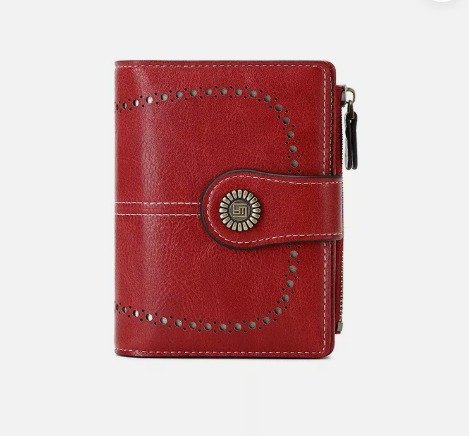 Women Leather Wallet RFID Blocking Ladies Small Compact Credit Card Holder Purse Red