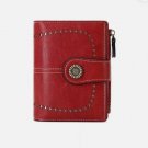 Women Leather Wallet RFID Blocking Ladies Small Compact Credit Card Holder Purse Red