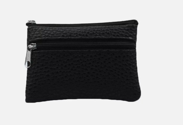 Women Zipper Coin Purse Solid PU Leather Pockets Small Storage Bag Pouch Wallet Black