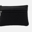 Women Zipper Coin Purse Solid PU Leather Pockets Small Storage Bag Pouch Wallet Black