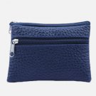 Women Zipper Coin Purse Solid PU Leather Pockets Small Storage Bag Pouch Wallet Blue