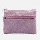 Women Zipper Coin Purse Solid PU Leather Pockets Small Storage Bag Pouch Wallet Pink