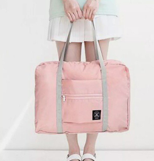 Foldable Travel Luggage Carry-on Shoulder Duffle Bag Lightweight Sport Tote Bag Pink