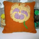 Antique 1898 Crazy Quilt Primitive Pansy Pillow