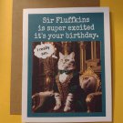 Sir Fluffkins Birthday Cat Greeting Card, 4.25" x 5.5", A2 Size, Blank Inside Sir Fluffkins Birthday Cat Greeting Card, 4.25" x 5.5", A2 Size, Blank Inside
