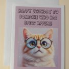 Cat Specs Appeal Birthday Greeting Card, 4.25" x 5.5", A2 Size, Blank Inside