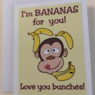 I'm Bananas For You! Love You Bunches! Greeting Card, 4.25" x 5.5", A2 Size, Blank Inside