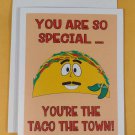 Taco The Town Greeting Card, 4.25" x 5.5", A2 Size, Blank Inside