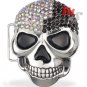 Skull Belt Buckle CZ encrusted Black and White