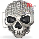 Skull Belt Buckle CZ encrusted Clear and Clear AB