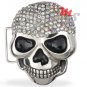 Skull Belt Buckle CZ encrusted Clear and Clear AB