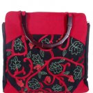 Silk Textured Vines Tote handbag Red