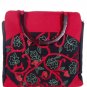 Silk Textured Vines Tote handbag Red