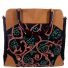 Silk Textured Vines Tote handbag Sienna