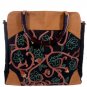 Silk Textured Vines Tote handbag Sienna