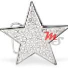Shiny Silver Star Belt Buckle encrusted With Clear CZ