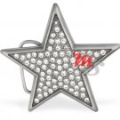 Brushed Chrome Star Belt Buckle encrusted with clear CZ