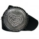 Round Belt Buckle Faith Hope Love Black/Clear CZ