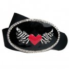 Katydid enameled Belt Buckle Flying Heart Zebra Wings