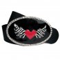 Katydid enameled Belt Buckle Flying Heart Zebra Wings