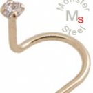 14K Yellow Gold CZ Nose Screw