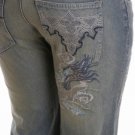 Low Rise Dragon Embroidered Jeans