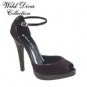 Wild Diva Brown Faux Pony Fur Peep Toe Pump sz 6