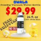 Owala - FreeSip Vacuum Water Bottle - 24 / 32 fl. oz - White Black - Free Shipping - NO TAX