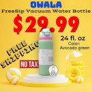 Owala - FreeSip Vacuum Water Bottle - 24 / 32 fl. oz - Avocado green - Free Shipping - NO TAX