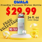 Owala - FreeSip Vacuum Water Bottle - 24 / 32 fl. oz - Beige - Free Shipping - NO TAX