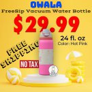 Owala - FreeSip Vacuum Water Bottle - 24 / 32 fl. oz - Hot Pink - Free Shipping - NO TAX