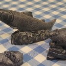 Set of 3 Vintage Wolf Sculptures Canada