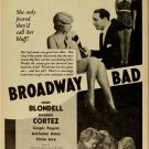 BROADWAY BAD 1933 Joan Blondell Ginger Rogers