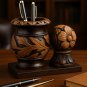 A Premium Wooden Antique Pen Holder with Clock to Define Luxury Status