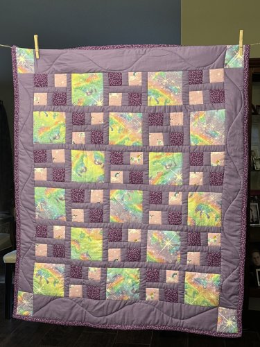 Purple and Pink Unicorn Baby Quilt