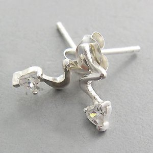 925 Sterling Silver With White CZ Earring