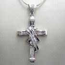 925 Sterling  Silver With White CZ big and heavy Pendant