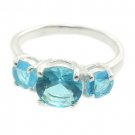 925  Silver with Blue Topaz CZ  Ring size 7