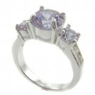 925  Silver with Tanzanite, White CZ  Ring size 9