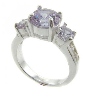 925  Silver with Tanzanite, White CZ  Ring size 9
