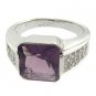 925  Sterling  Silver With Amethyst ,White CZ Ring  6