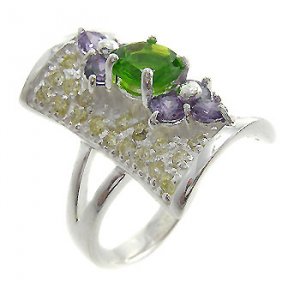 925 Sterling Silver With Multi Color Stone Ring size 8