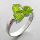 925 Sterling Silver With Peridot CZ & White CZ  Ring size 8
