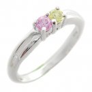 925 Sterling Silver With Pink & Citrine CZ Ring size 7