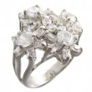 925 Sterling Silver With White CZ Ring with flowers size 6
